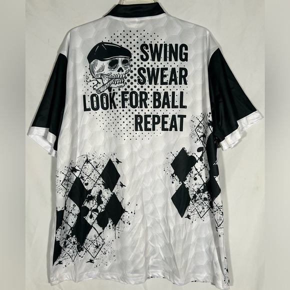 PAGYMO SWING SWEAR LOOK FOR BALL REPEAT GEOMETRIC SKULL GOLF SHIRT MENS XXL 2XL - Picture 4 of 5